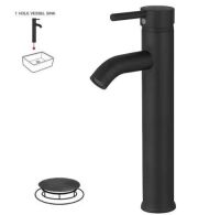 BWE&nbsp;Single Hole Single Handle Bathroom Vessel Sink Faucet With Drain Assembly in Matte Black