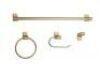 Globe Electric&nbsp;Positano 4-Piece Bath Hardware Set with Towel Bar, Towel Ring, Robe Hook, and Toilet Paper Holder in Matte Brass