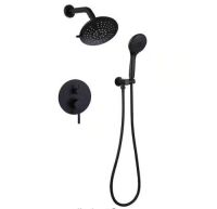 BWE&nbsp;Single-Handle 2-Spray Round High Pressure Shower Faucet in Matte Black&nbsp;