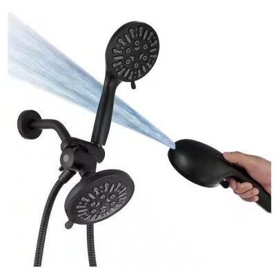 BWE No Handle 9-Spray Wall Mount Handheld Shower Head Shower Faucet 1.8 GPM with Adjustable Heads in. Matte Black