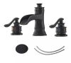 BWE 8 in. Waterfall Widespread 2-Handle Bathroom Faucet With Pop-up Drain Assembly in Spot Resist Matte Black