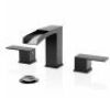 Phiestina&nbsp;2 Handles Waterfall Bathroom Faucet for 3 Holes Sink with Pop Up Drain Assembly and Water Supply Lines in Matte Black