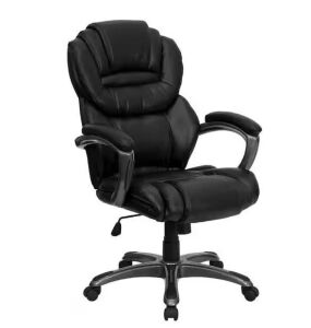 Flash Furniture Stella High Back Faux Leather Swivel Ergonomic Executive Chair in Black with Arms