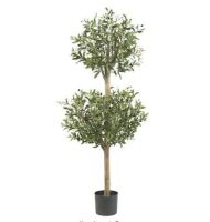 Nearly Natural&nbsp;4.5 ft. Artificial Green Olive Double Topiary Silk Tree