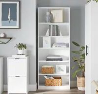 StyleWell&nbsp;Bromley 72 in. Tall White Engineered Wood 6-Shelf Bookcase