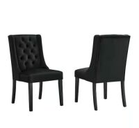 MODWAY&nbsp;Baronet Black Performance Velvet Tufted Dining Side Chairs, Set of 2