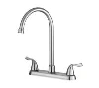 Double Handle Deck Mount Standard Kitchen Faucet in Brushed Nickel