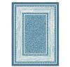 Lot of (3) Ottomanson Ottohome Collection Non-Slip Rubberback Bordered Design, Teal Blue - (1) 2 x 7 & (2) 2 x 3 