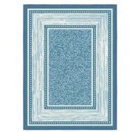 Lot of (3)&nbsp;Ottomanson&nbsp;Ottohome Collection Non-Slip Rubberback Bordered Design, Teal Blue - (1) 2 x 7 & (2) 2 x 3&nbsp;