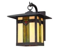 Lot of (2) Hukoro&nbsp;1-Light 12.in Outdoor Lantern Wall Sconce with Antique Bronze Finish and Tiffany Glass