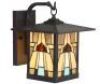 Lot of (2) River of Goods&nbsp;Mission 1-Light Oil Rubbed Bronze Hardwired Outdoor Wall Lantern Sconce with Rich Brown Stained Glass