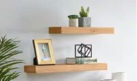 StyleWell&nbsp;Modern Wood Floating Wall Shelves, Set of 2,&nbsp;26 in. W x 2 in. H & 20 in. W x 2 in. H