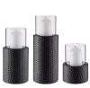 DANYA B Contemporary Candle Holders with Clear Glass Hurricanes and Textured Metal Base, Set of 3