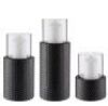 DANYA B&nbsp;Contemporary Candle Holders with Clear Glass Hurricanes and Textured Metal Base, Set of 3
