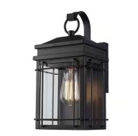 Monteaux Lighting&nbsp;Bel Air 13 in. 1-Light Black Outdoor Wall Light Fixture with Clear Glass