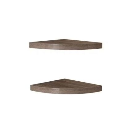 DANYA B 11.5 in. x 11.5 in. Rustic Weathered Oak Corner Radial Shelves, Set of 2