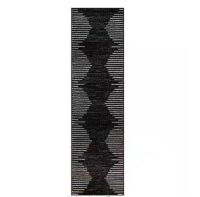 World Rug Gallery&nbsp;Bohemian Stripe 2'x7' Black Runner Rug