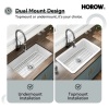 Horow White Fireclay 32 in. Single Bowl Undermount/Drop-In Kitchen Sink with Basket Strainer and Sink Grid - 3