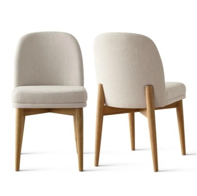Laoties Set of 2 Beige Linen Upholstered Parson Chair