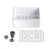 Horow 24 in. Farmhouse Apron Front Undermount Single Bowl White Fireclay Kitchen Sink with Grid and Strainer - 2