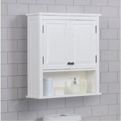 Alaterre Furniture Dorset 27 in. W Wall Mounted Bath Storage Cabinet with 2 Doors and Open Shelf in White