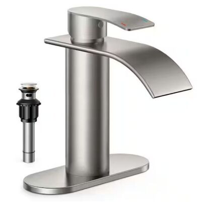 FORIOUS Single-Handle 1 or 3 Hole Waterfall Bathroom Faucet Bathroom Sink Faucet Matte Black