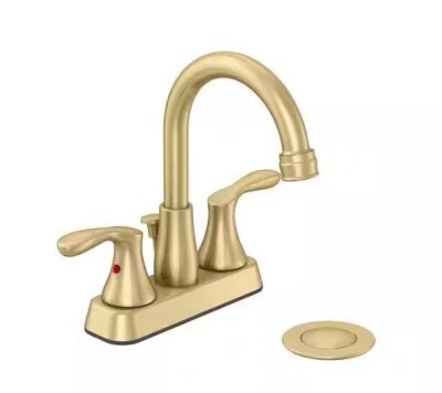 Glacier Bay Deveral 4 in. Centerset 2-Handle High-Arc Bathroom Faucet in Matte Gold