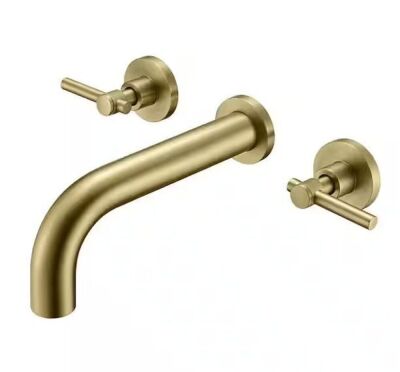 SUMERAIN Contemporary Double Handle Wall Mount Roman Tub Faucet with Rough in Valve in Brushed Gold