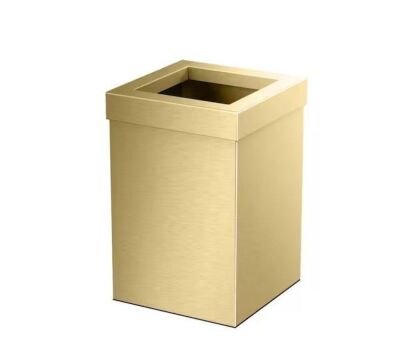 Gatco Modern Waste Can Square in Brushed Brass 11.8" x 8" 