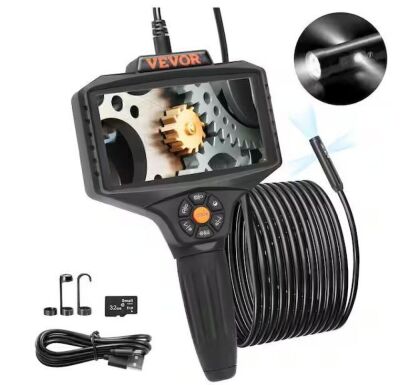 VEVOR Triple Lens Endoscope Inspection Camera 5 in. Screen Drain Snake Camera Borescope with 16.5 ft. Cable for Auto Plumbing