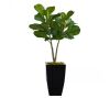 Nearly Natural 3ft. Fiddle Leaf Fig Artificial Tree in Black Metal Planter