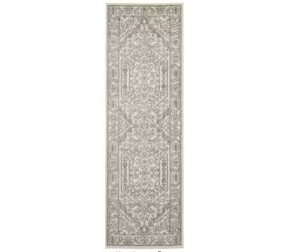 SAFAVIEH Adirondack Ivory/Silver 3 ft. x 8 ft. Border Medallion Runner Rug