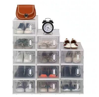 12-Pair Clear Plastic Shoe Boxes