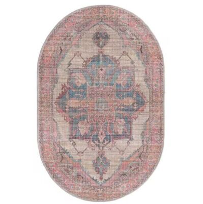 Unique Loom Nostalgia Ella Antique Beige 4 ft. x 6 ft. Oval Machine Washable Area Rug