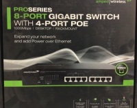Lot of (2) Amped Wireless ProSeries 8-Port Gigabit Switch w/ 4-Port POE, Appears New, Sold As-is