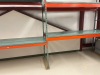 (3) Sections of 3 ft. deep Pallet Racking. Lot Includes: (4) 10 ft. Teardrop Style Uprights, (12) 8 ft. Beams to make 6 Shelves, and Metal Decking for the Shelves - 5