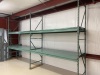 (2) Sections of 3 ft. deep Pallet Racking. Lot Includes: (3) 10 ft. Teardrop Style Uprights, (8) 8 ft. Beams to make 4 Shelves, and Metal Decking for the Shelves. Excellent Condition. Currently Unassembles and Ready for Transport - 2
