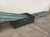 (2) Sections of 3 ft. deep Pallet Racking. Lot Includes: (3) 10 ft. Teardrop Style Uprights, (8) 8 ft. Beams to make 4 Shelves, and Metal Decking for the Shelves. Excellent Condition. Currently Unassembles and Ready for Transport - 13