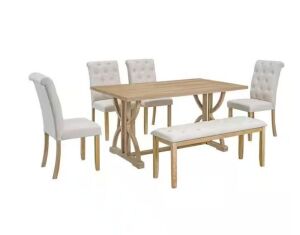 Harper & Bright Designs 4 Upholstered Dining Chairs and Bench - No Table 