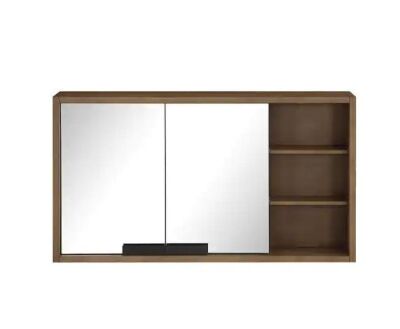Home Decorators Collection Kordite 42 in. W x 7 in. D x 24 in. H Rectangular Surface Mount Almond Latte Medicine Cabinet with Mirror