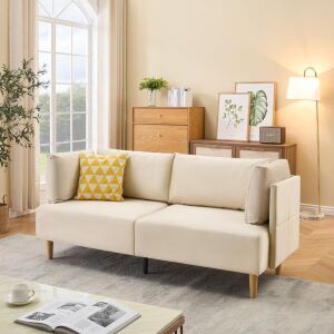 76.7" Modern Loveseat Sofa with Armrests & 2 Removable Back Cushions - Unassembled for Pickup