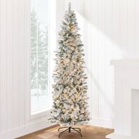 4.5' Pre-Lit Snow Flocked Artificial Pencil Christmas Tree