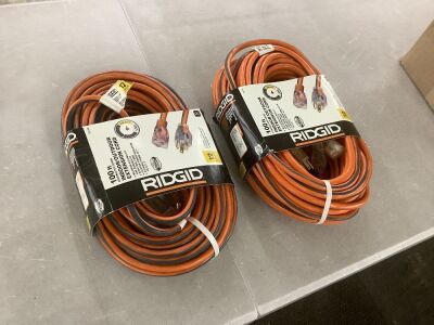 Lot of (2) RIDGID 100 ft. 12/3 Extension Cord