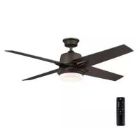 Home Decorators Collection&nbsp;56 in. Montel LED Espresso Bronze Ceiling Fan With Light and Remote Control