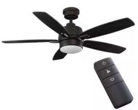 Home Decorators Collection&nbsp;Fawndale 46 in. Indoor Integrated LED Bronze Ceiling Fan with Light Kit, 5 Reversible Blades and Remote Control