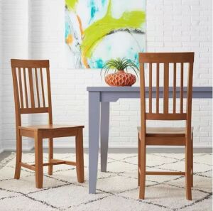 StyleWell Scottsbury Honey Brown Wood Dining Chair with Slat Back, Set of 2