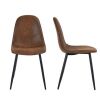 StyleWell Adenmore Brown Faux Leather Upholstered Dining Chair with Black Metal Legs, Set of 2