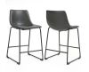 Glamour Home Adan Iron Frame 23.5 in. Vintage Grey Faux Leather Counter Stool,  Set of 2
