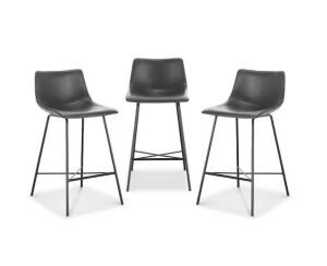 Poly and Bark Paxton 24 in. Grey Counter Stool, Set of 3