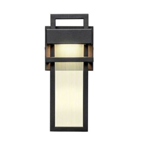 RRTYO&nbsp;Kohls Matte Black Modern Lighting Outdoor LED Wall Lantern Sconce with Stripe Glass Shade